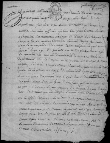 Naissances, décès (1793-1801)