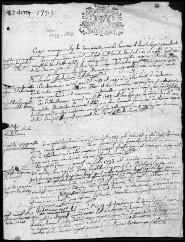 Baptêmes, mariages, sépultures (1733-1767)