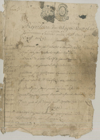 Répertoire chronologique : 24 janvier 1791-31 décembre 1811