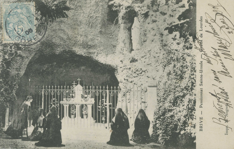 Brive-la-Gaillarde : "Brive - Pensionnat Sainte-Ursule - Grotte de Lourdes".