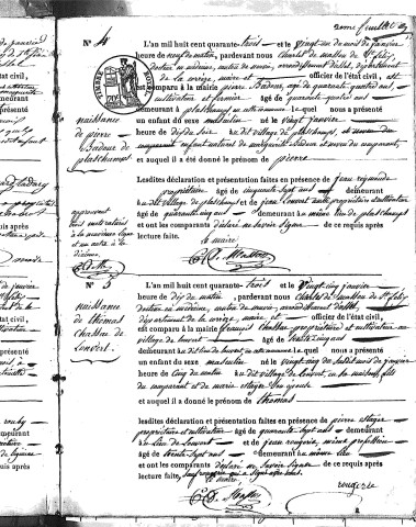 Naissances, mariages, décès (1843-1852)