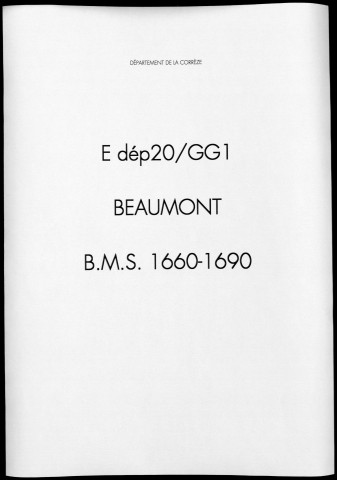 Baptêmes, mariages, sépultures (1660-1690)