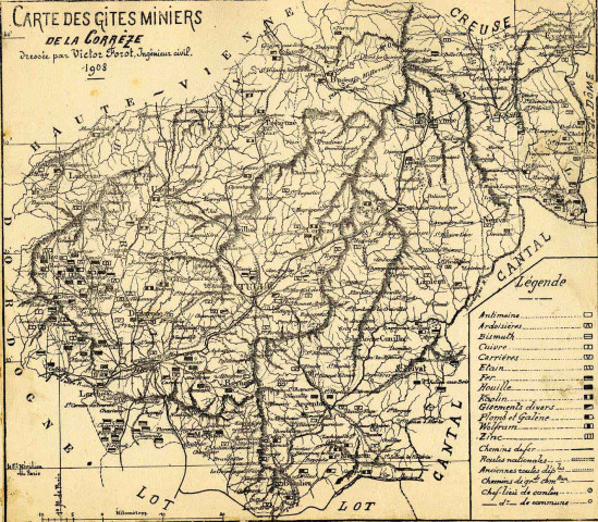 "Carte des gites miniers de la Corrèze".