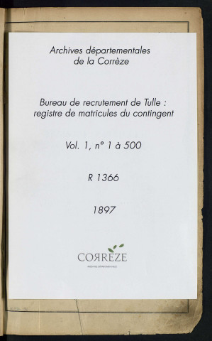 Classe 1897 : matricules 1 à 500.
