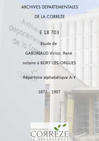 Répertoire alphabétique : A-Y