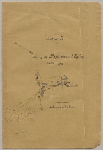 Maison d'école. Eglise. Cimetière : concessions. Monument aux morts, 1921-192. Place publique.