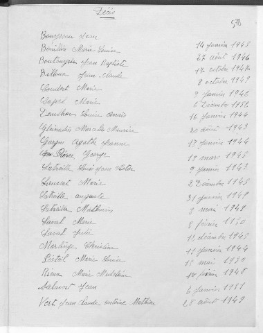 Tables décennales des décès (1943-1952)