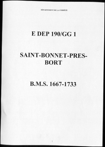 Baptêmes, mariages, sépultures (1667-1732)
