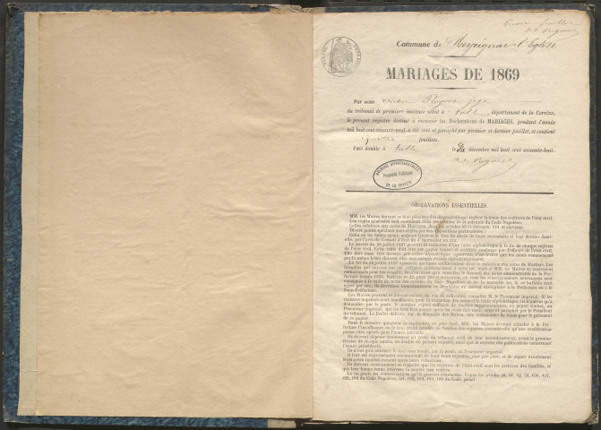 Mariages (1869-1881)