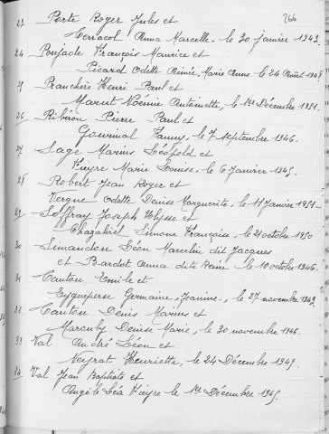 Tables décennales des mariages (1943-1952)