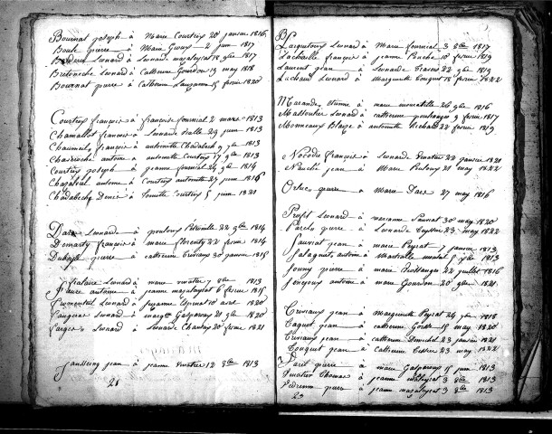 Tables décennales des mariages (1813-1822)