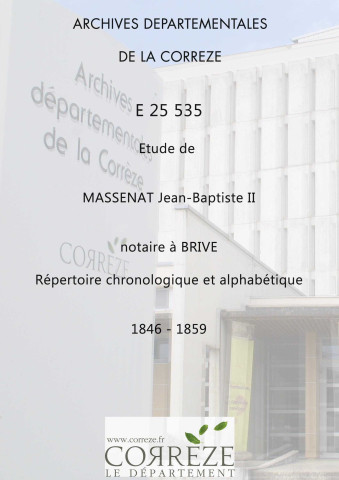 Répertoire chronologique et alphabétique : 1846-1859
