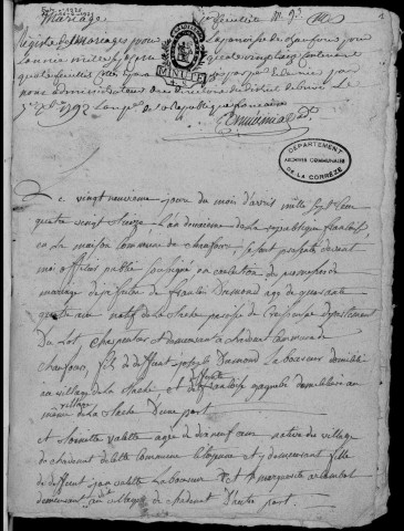 Mariages, table des mariages (1793-1802)