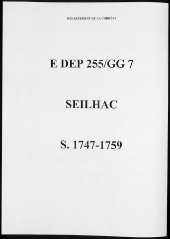 Sépultures (1747-1759)