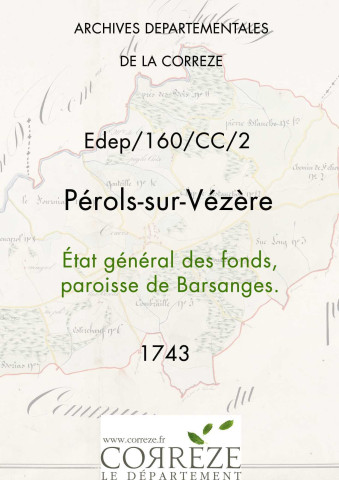 État général des fonds, paroisse de Barsanges. 27 mars 1743-13 juin 1822