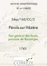 État général des fonds, paroisse de Barsanges. 27 mars 1743-13 juin 1822