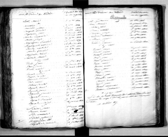 Tables décennales des mariages (1823-1832)