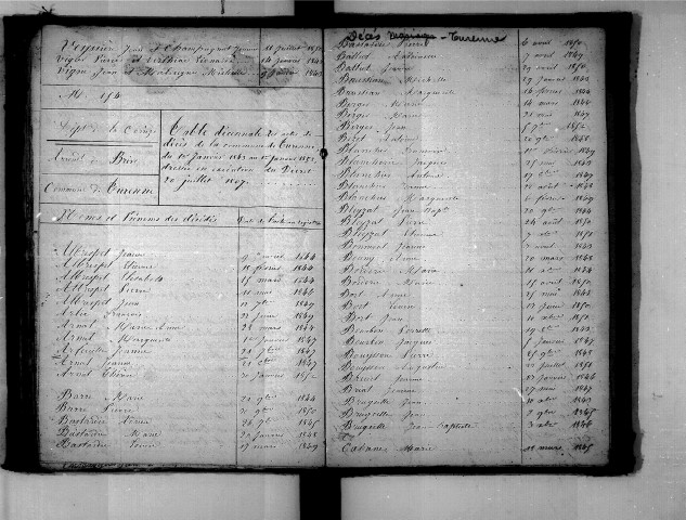 Tables décennales des décès (1843-1852)