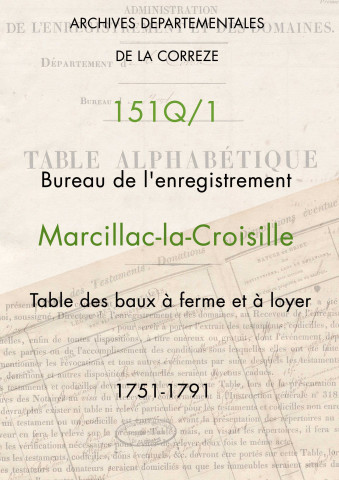 Table des baux à ferme et à loyer