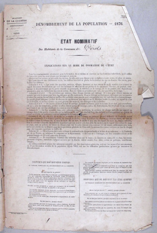 Population : listes nominatives. 1872-1936