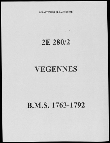 Baptêmes, mariages, sépultures (1763-1792)