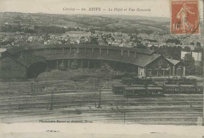 Brive-la-Gaillarde : "Corrèze - 60. Brive - Le dépôt et vue générale".