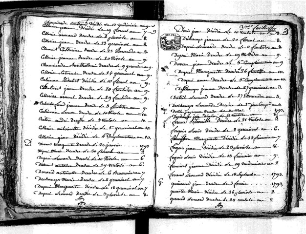 Tables décennales des mariages (1792-1802)
