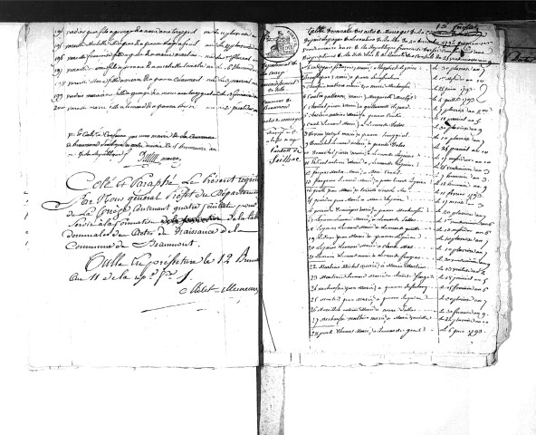 Tables décennales des mariages (1792-1802)