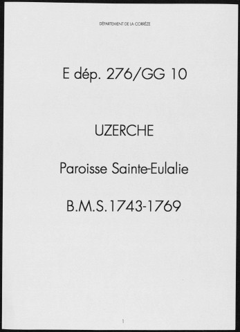 Baptêmes, mariages, sépultures (1743-1769)