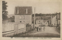 Chamberet : "Chamberet (Corrèze) - Nouveau lotissement - Au fond, mairie et écoles".