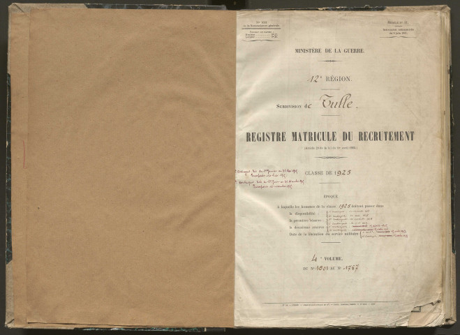 Classe 1925 : matricules 1501 à 1768.