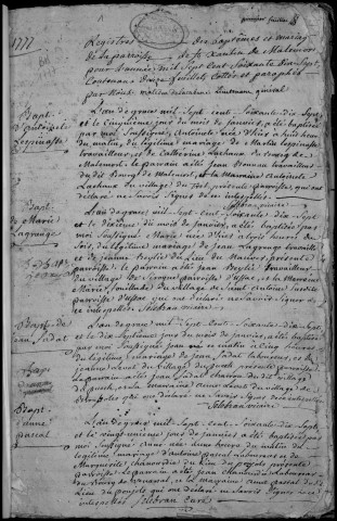 Baptêmes, mariages (1777-1792)