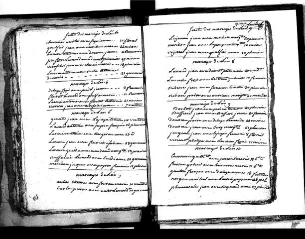 Tables décennales des mariages (1792-1802)