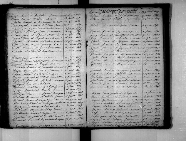 Tables décennales des mariages (1843-1852)