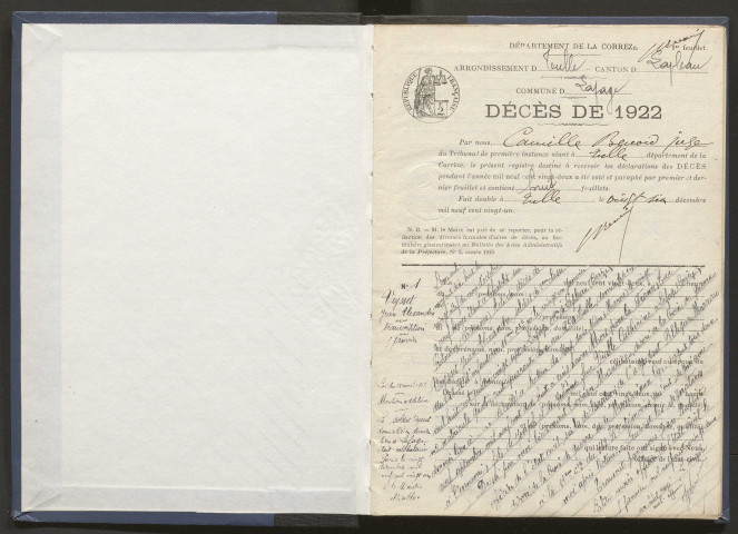 Décès (1922-1932).