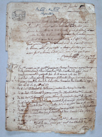 Répertoire chronologique : 1 nivôse an XIII-31 décembre 1810