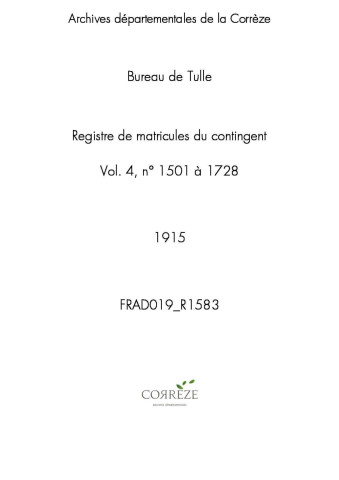 Classe 1915 : matricules 1501 à 1728.