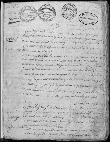 Sépultures, naissances, mariages, décès (1792-1802)