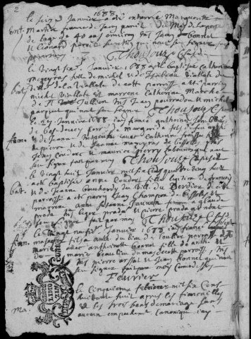 Baptêmes, mariages, sépultures (1688-1759)