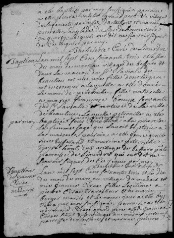 Baptêmes, mariages, sépultures (1763-1792)