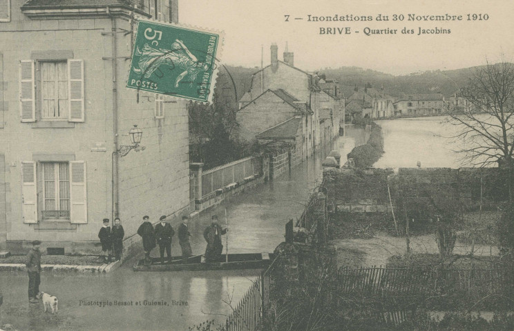 Brive-la-Gaillarde : "7 - Inondations du 30 novembre 1910 - Brive - Quartier des Jacobins".