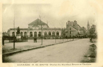"Corrèze - N.33. Brive - Statue du Maréchal Brune et Théâtre".