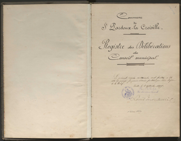 Délibérations du conseil municipal. 14 novembre 1897-17 novembre 1912