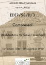 Délibérations du conseil municipal. 1er janvier 1888-20 novembre 1910
