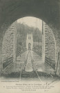Lapleau : "Beaux sites de la Corrèze - 94. Tramways départementaux - Viaduc de Roche-Taillade sur la Luzège - Hauteur, 92 mètres - Longueur, 160 mètres - Hauteur des pylones, 126 mètres - Vue prise du tunnel".