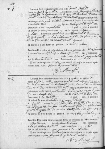 Naissances, mariages, décès (1853-1862)