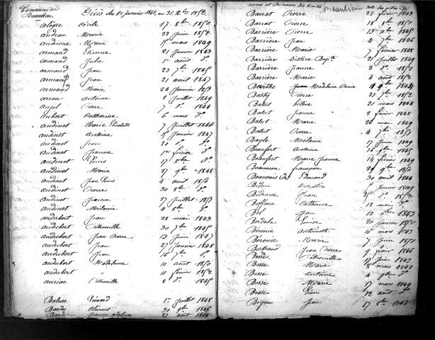 Tables décennales des décès (1843-1852)