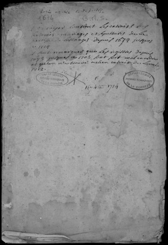 Baptêmes, mariages, sépultures (1674-1714)