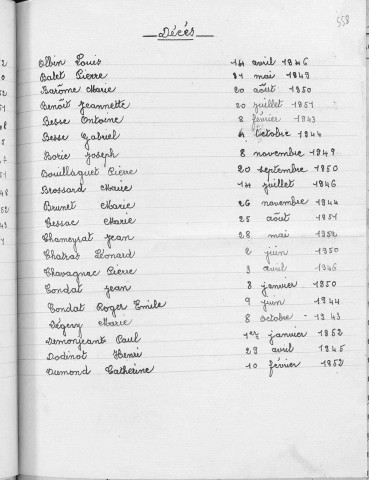 Tables décennales des décès (1943-1952)