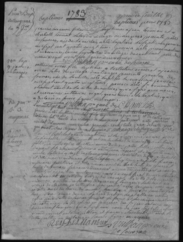 Baptêmes, mariages, sépultures (1783-1792)